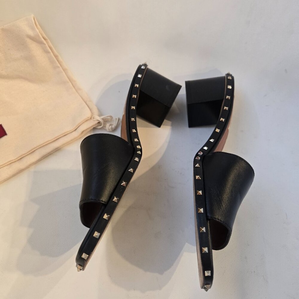 Valentino Gravani Rock Stud Black Slide Sandals 37.5 View 3